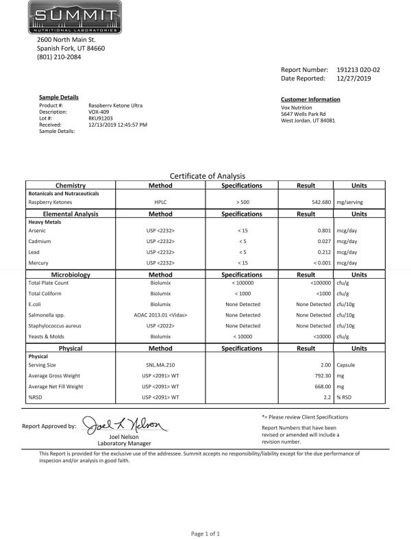 Raspberry Ketone Ultra Blend - 600mg - Image 3