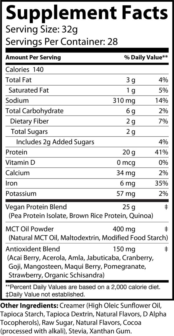 2lb Vegan Protein Chocolate – 28 servings - Image 2