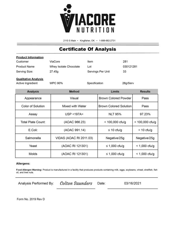2lb 100% Whey Isolate Chocolate – 31 servings - Image 3