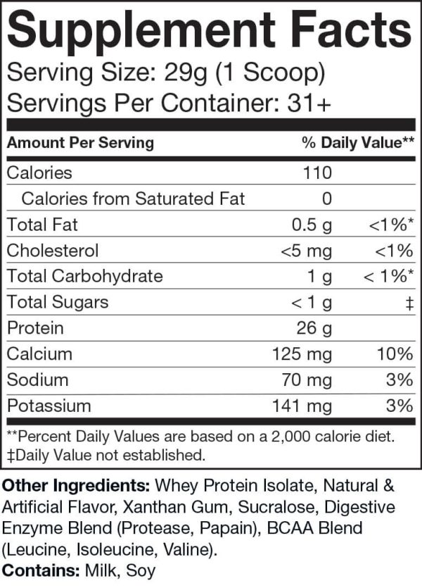 2lb 100% Whey Isolate Vanilla – 30 servings - Image 2